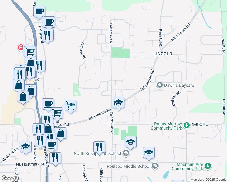 map of restaurants, bars, coffee shops, grocery stores, and more near 11 Poulsbo Mobile Home Park in Poulsbo