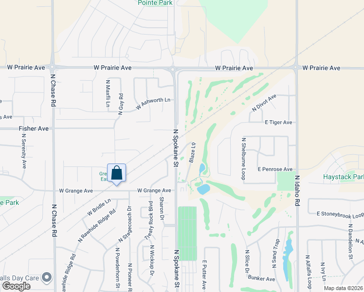 map of restaurants, bars, coffee shops, grocery stores, and more near 3456 North Spokane Street in Post Falls