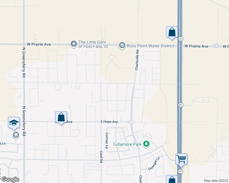 map of restaurants, bars, coffee shops, grocery stores, and more near 3517 O Connor Boulevard in Post Falls