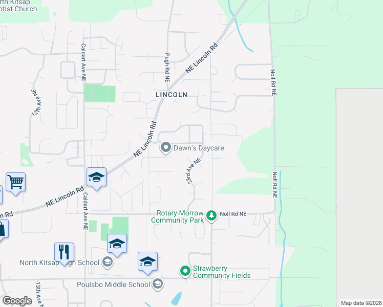 map of restaurants, bars, coffee shops, grocery stores, and more near 19577 Northeast Briarwood Court in Poulsbo
