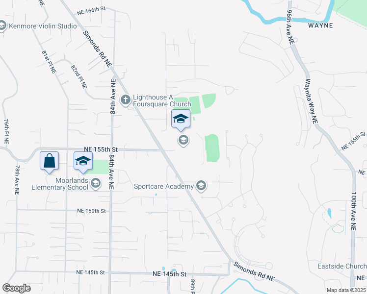 map of restaurants, bars, coffee shops, grocery stores, and more near 15500 Simonds Road Northeast in Kenmore