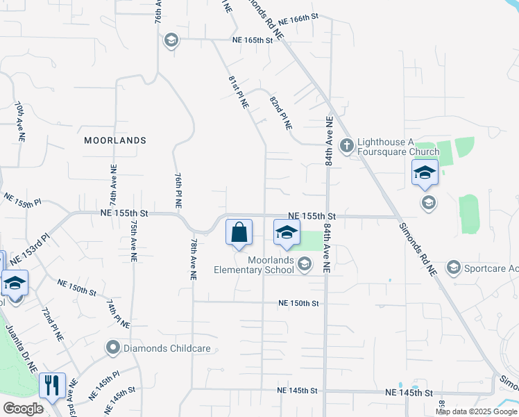 map of restaurants, bars, coffee shops, grocery stores, and more near 15505 81st Avenue Northeast in Kenmore