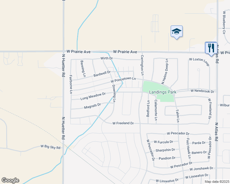 map of restaurants, bars, coffee shops, grocery stores, and more near Downing Lane in Coeur d'Alene