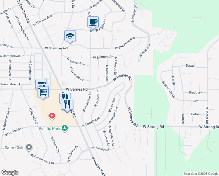 map of restaurants, bars, coffee shops, grocery stores, and more near 4708 West Lowell Avenue in Spokane