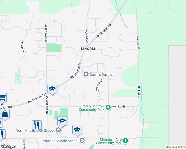 map of restaurants, bars, coffee shops, grocery stores, and more near 2211 Northeast Ridgewood Street in Poulsbo