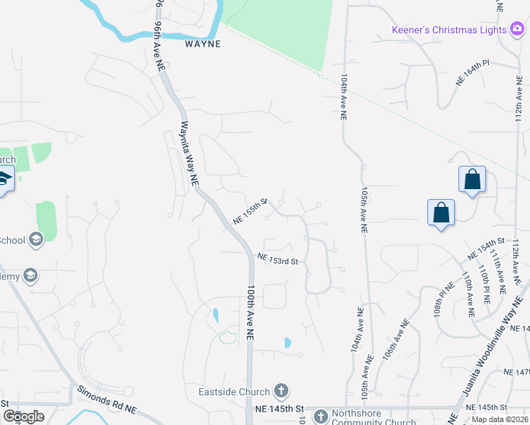 map of restaurants, bars, coffee shops, grocery stores, and more near 15410 101st Place Northeast in Bothell