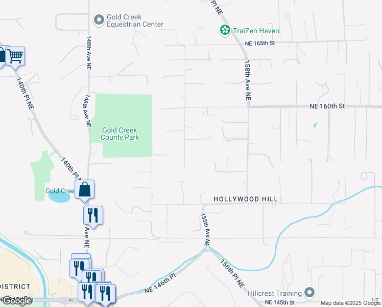 map of restaurants, bars, coffee shops, grocery stores, and more near 15402 154th Avenue Northeast in Woodinville