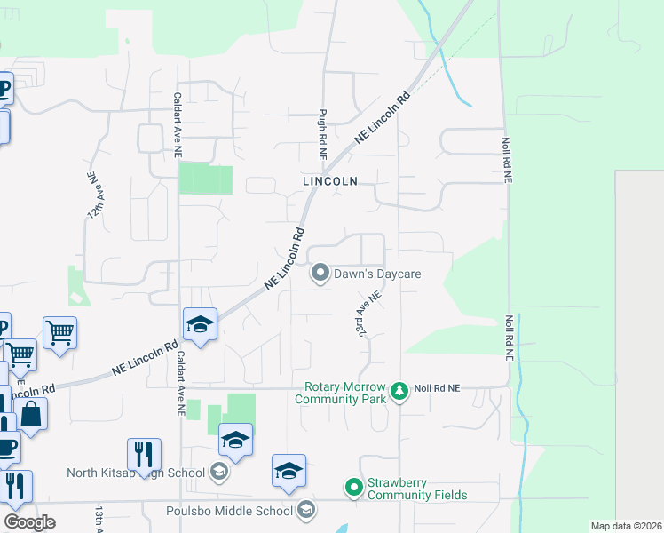 map of restaurants, bars, coffee shops, grocery stores, and more near 2154 Northeast Ridgewood Street in Poulsbo