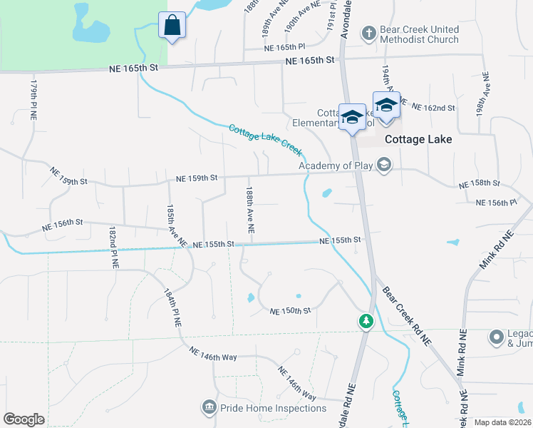 map of restaurants, bars, coffee shops, grocery stores, and more near 18816 Northeast 155th Street in Woodinville