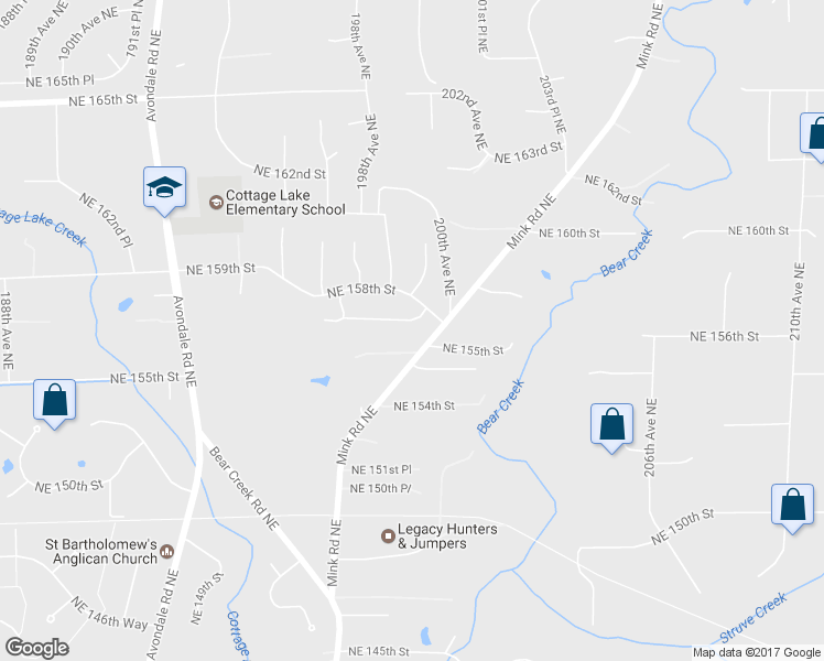 map of restaurants, bars, coffee shops, grocery stores, and more near 19761 Northeast 156th Place in Woodinville