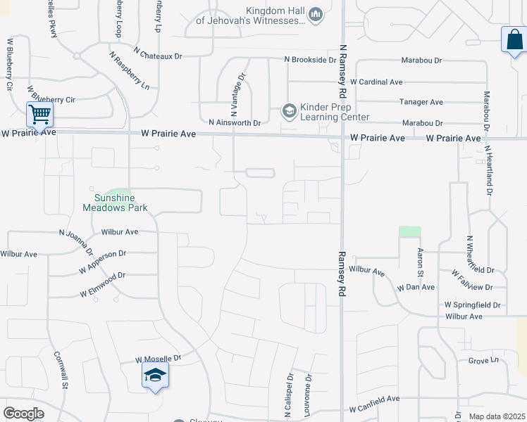 map of restaurants, bars, coffee shops, grocery stores, and more near 7635 North Ramsey Road in Coeur d'Alene