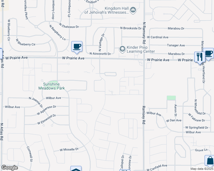 map of restaurants, bars, coffee shops, grocery stores, and more near 7635 North Ramsey Road in Coeur d'Alene