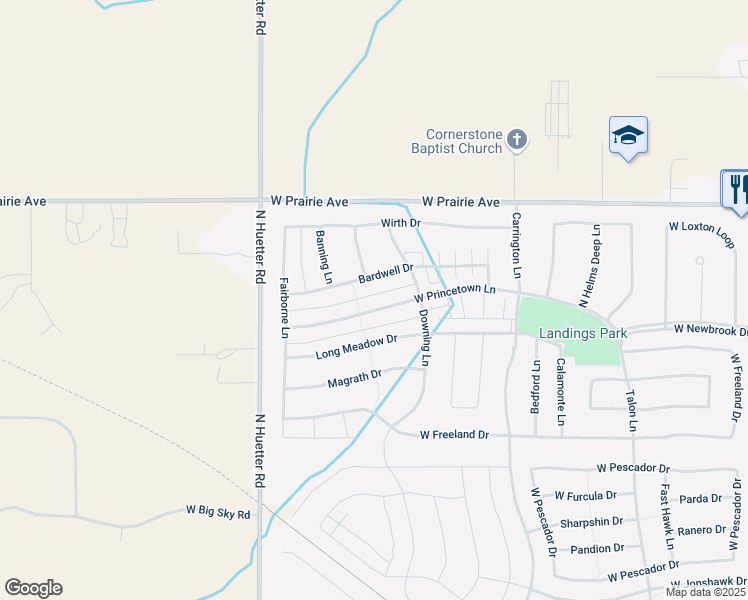 map of restaurants, bars, coffee shops, grocery stores, and more near 4487 West Princetown Lane in Coeur d'Alene