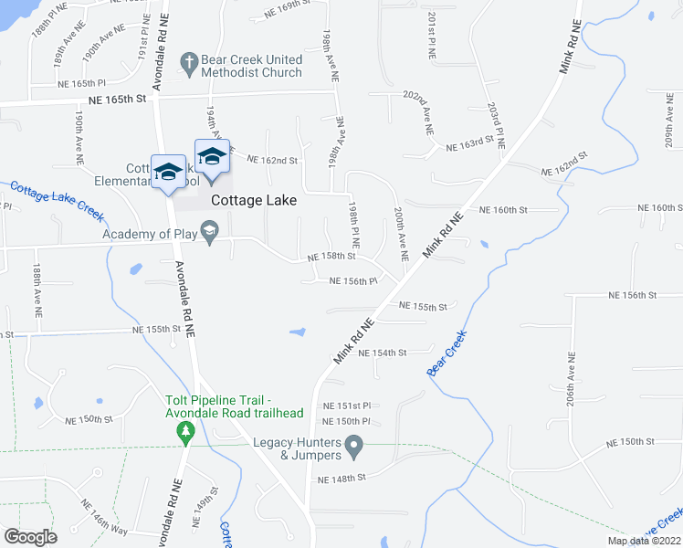 map of restaurants, bars, coffee shops, grocery stores, and more near 19728 Northeast 156th Place in Woodinville