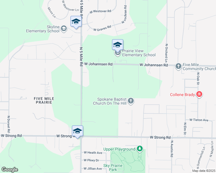 map of restaurants, bars, coffee shops, grocery stores, and more near 2621 West Johannsen Road in Spokane