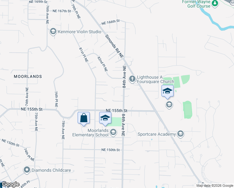 map of restaurants, bars, coffee shops, grocery stores, and more near 15707 83rd Avenue Northeast in Kenmore