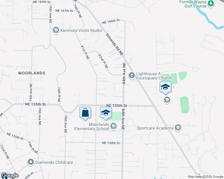 map of restaurants, bars, coffee shops, grocery stores, and more near 15707 83rd Avenue Northeast in Kenmore