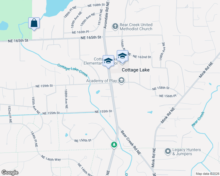 map of restaurants, bars, coffee shops, grocery stores, and more near 15800 Avondale Road Northeast in Woodinville