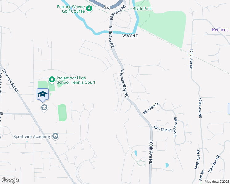 map of restaurants, bars, coffee shops, grocery stores, and more near 15711 Waynita Way Northeast in Bothell