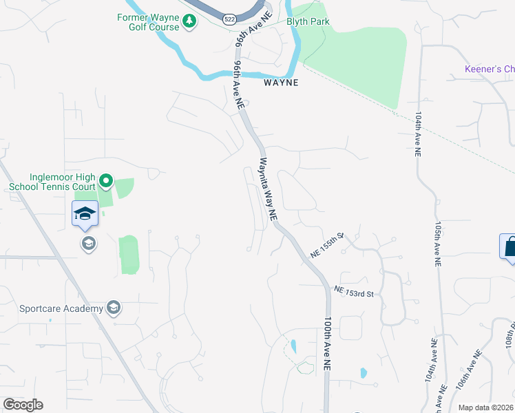 map of restaurants, bars, coffee shops, grocery stores, and more near 15711 Waynita Way Northeast in Bothell