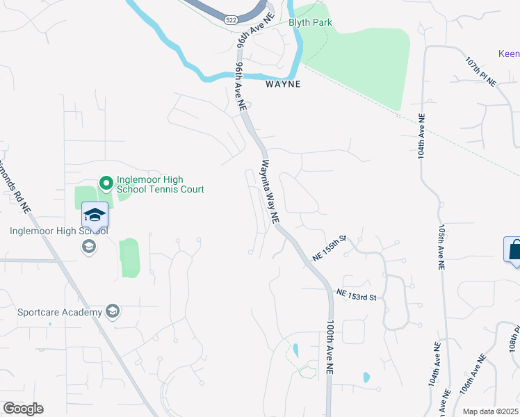 map of restaurants, bars, coffee shops, grocery stores, and more near 15711 Waynita Way Northeast in Bothell