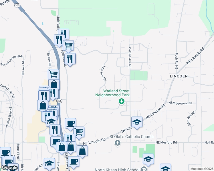 map of restaurants, bars, coffee shops, grocery stores, and more near 19864 Garnet Court Northeast in Poulsbo