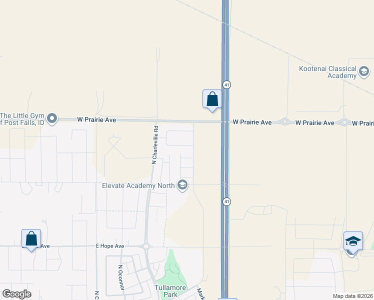 map of restaurants, bars, coffee shops, grocery stores, and more near 4467 North Connery Loop in Post Falls