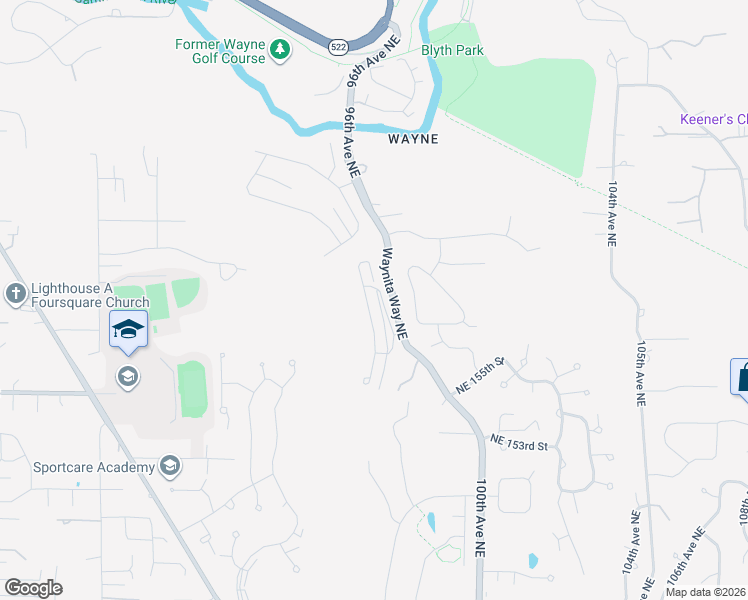 map of restaurants, bars, coffee shops, grocery stores, and more near 15917 Waynita Way Northeast in Bothell