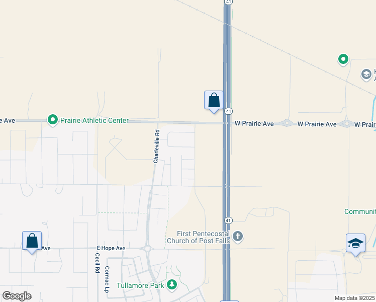 map of restaurants, bars, coffee shops, grocery stores, and more near 4467 North Connery Loop in Post Falls