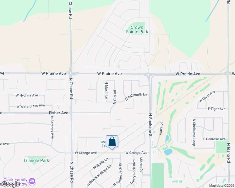 map of restaurants, bars, coffee shops, grocery stores, and more near 3833 North Slazenger Lane in Post Falls