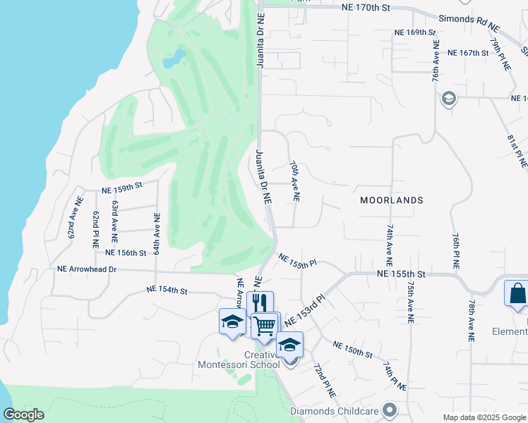 map of restaurants, bars, coffee shops, grocery stores, and more near 15917 67th Lane Northeast in Kenmore