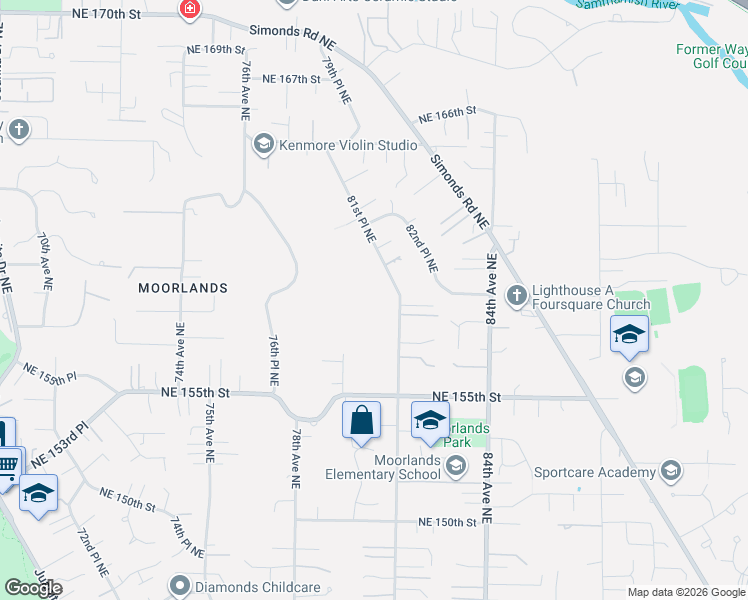 map of restaurants, bars, coffee shops, grocery stores, and more near 15915 81st Place Northeast in Kenmore