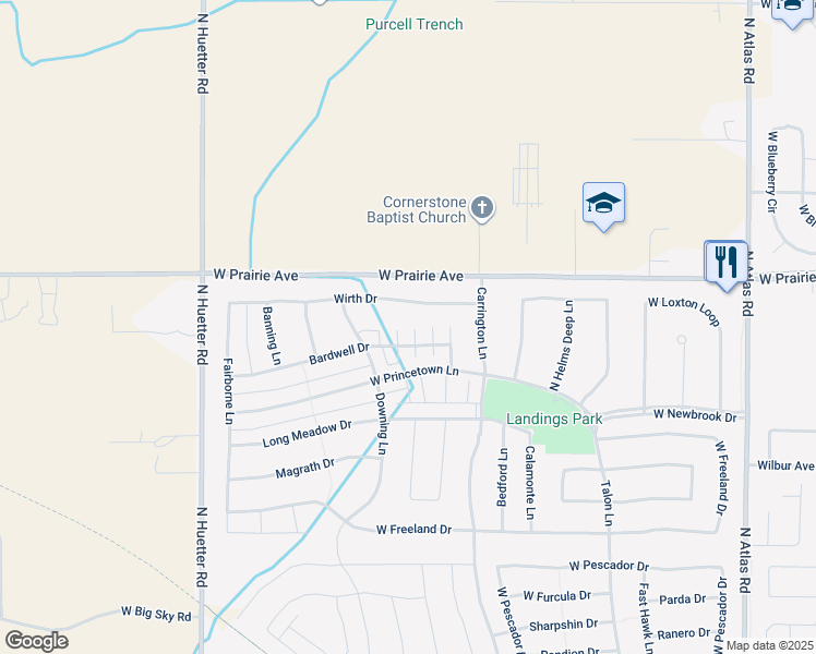 map of restaurants, bars, coffee shops, grocery stores, and more near 7853 Hilliard Court in Coeur d'Alene
