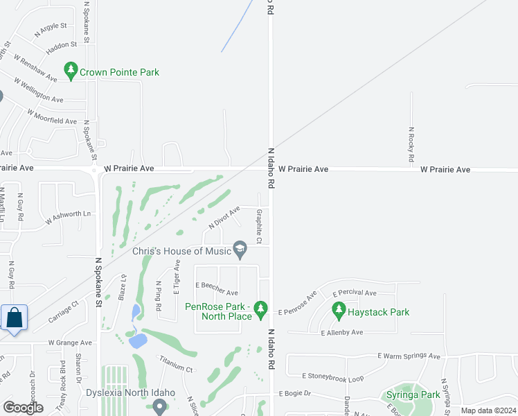 map of restaurants, bars, coffee shops, grocery stores, and more near 698 North Divot Avenue in Post Falls