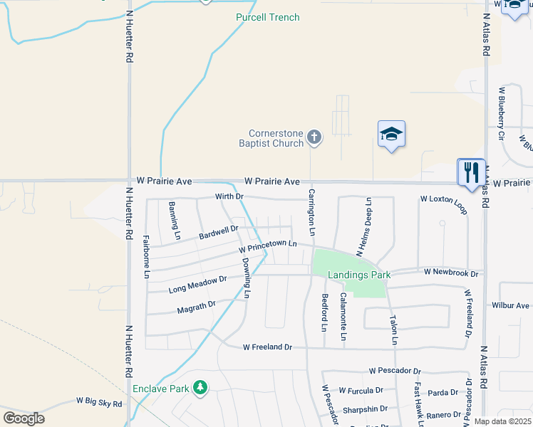 map of restaurants, bars, coffee shops, grocery stores, and more near 7857 Hilliard Court in Coeur d'Alene