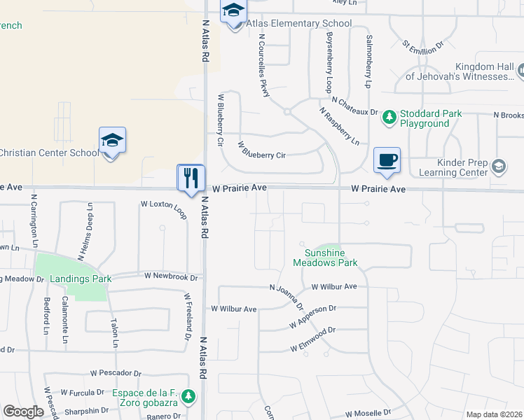 map of restaurants, bars, coffee shops, grocery stores, and more near 7956 North Hydrangea Street in Coeur d'Alene
