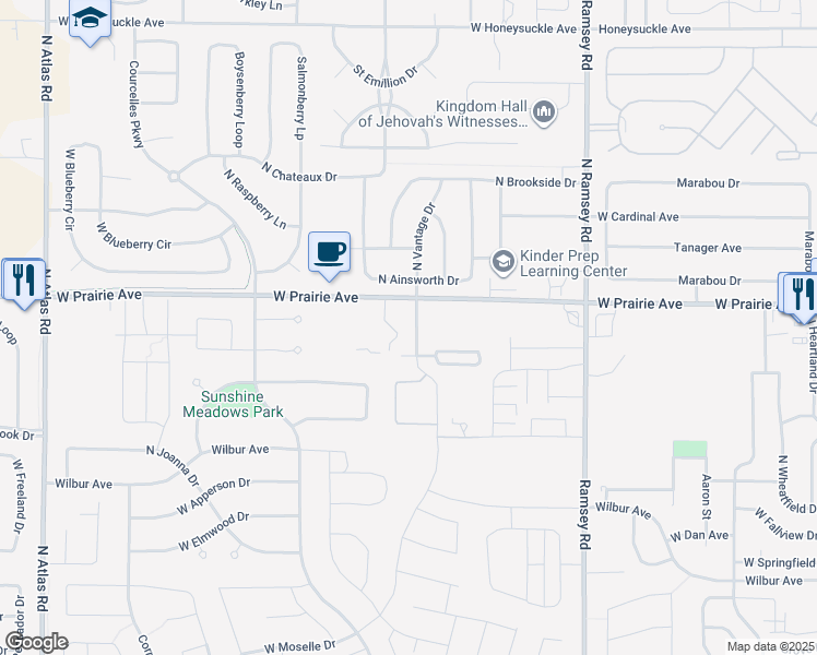 map of restaurants, bars, coffee shops, grocery stores, and more near 1277 West Moselle Drive in Coeur d'Alene