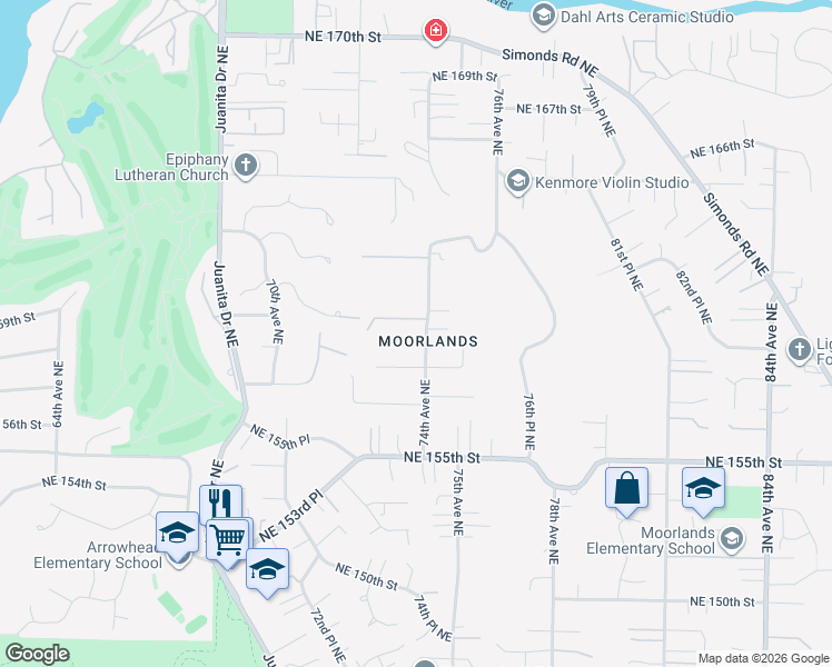 map of restaurants, bars, coffee shops, grocery stores, and more near in Kenmore