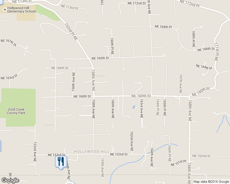 map of restaurants, bars, coffee shops, grocery stores, and more near 16006 Northeast 160th Street in Woodinville