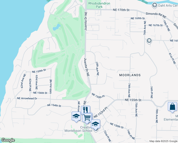 map of restaurants, bars, coffee shops, grocery stores, and more near 15917 67th Lane Northeast in Kenmore