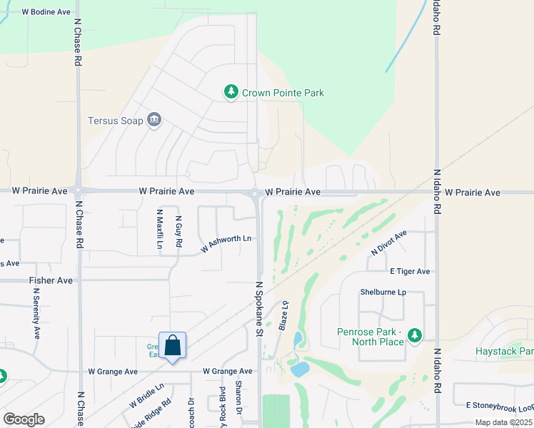 map of restaurants, bars, coffee shops, grocery stores, and more near 3894 Brookie Drive in Post Falls