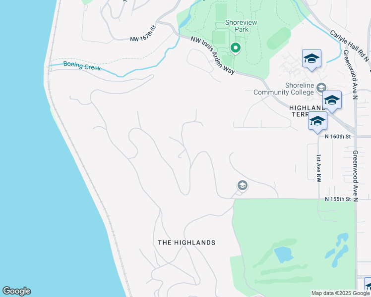 map of restaurants, bars, coffee shops, grocery stores, and more near Huckleberry Lane in Shoreline
