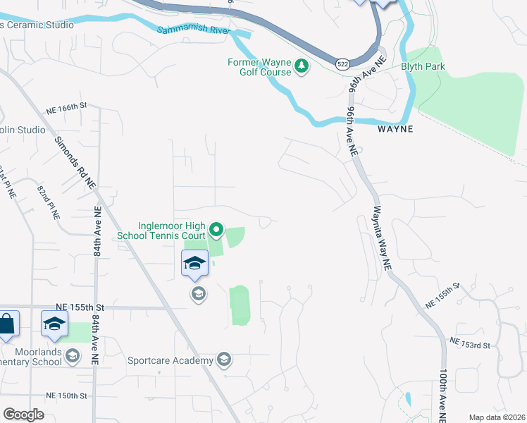 map of restaurants, bars, coffee shops, grocery stores, and more near 9118 Northeast 160th Place in Bothell