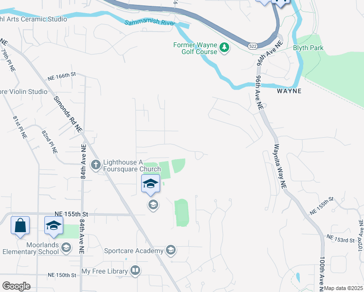 map of restaurants, bars, coffee shops, grocery stores, and more near 9038 Northeast 160th Place in Kenmore