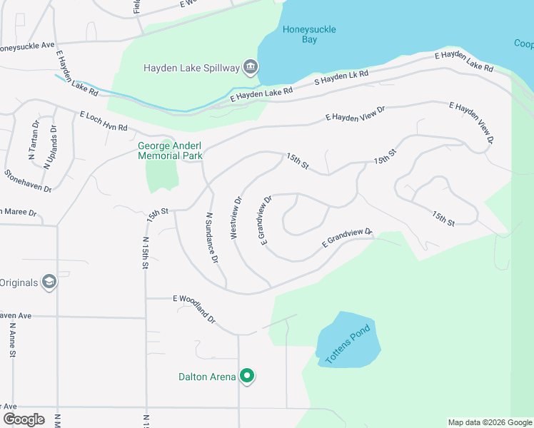 map of restaurants, bars, coffee shops, grocery stores, and more near 2056 East Grandview Drive in Coeur d'Alene