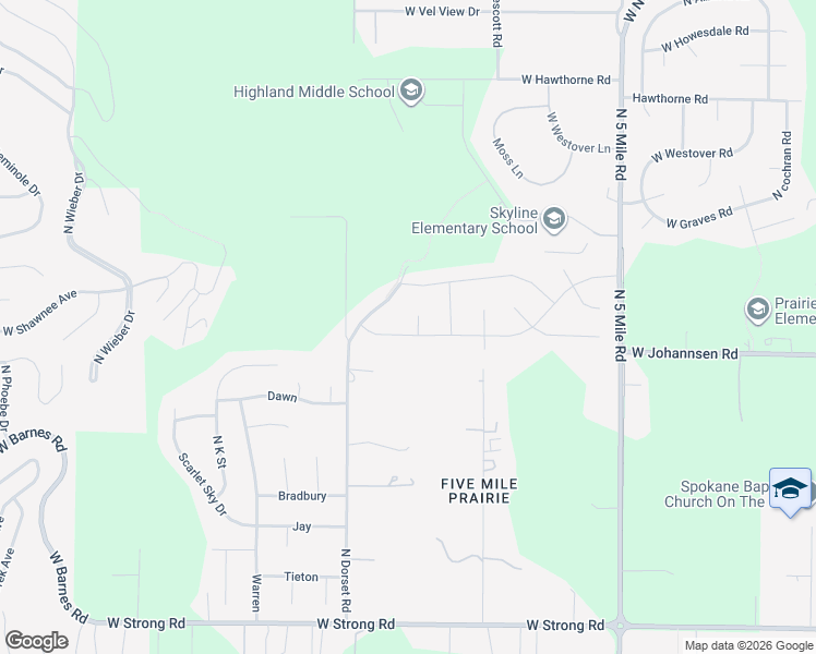 map of restaurants, bars, coffee shops, grocery stores, and more near 9503 North Awbrey Court in Spokane