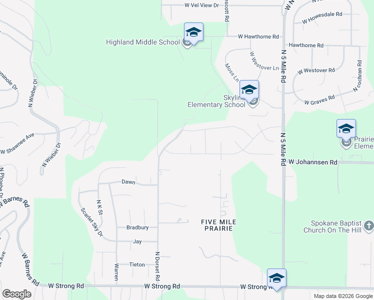 map of restaurants, bars, coffee shops, grocery stores, and more near 9503 North Awbrey Court in Spokane
