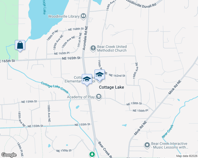 map of restaurants, bars, coffee shops, grocery stores, and more near 15940 Avondale Road Northeast in Woodinville