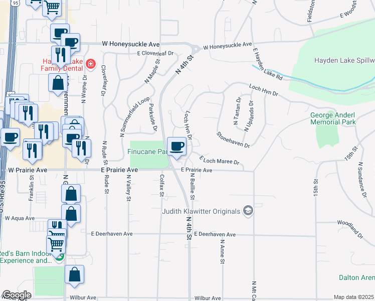 map of restaurants, bars, coffee shops, grocery stores, and more near 790 Shiloh Loop in Hayden