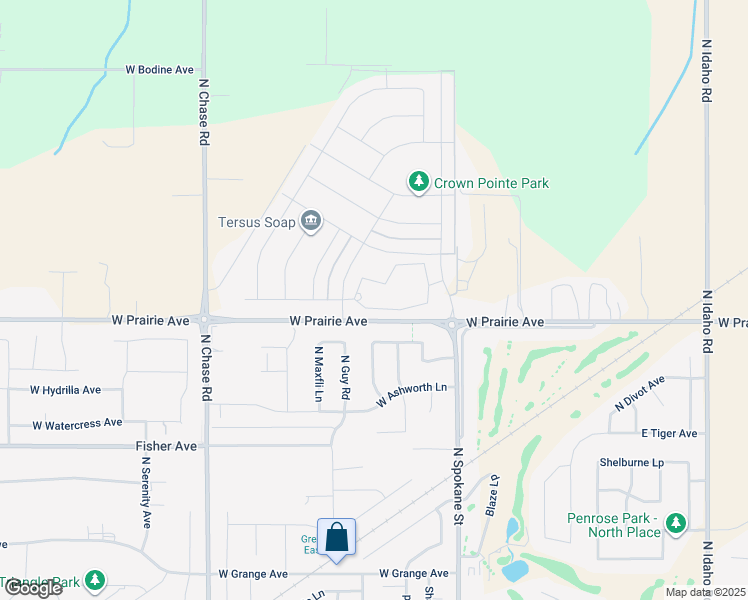 map of restaurants, bars, coffee shops, grocery stores, and more near 3961 North Slazenger Lane in Post Falls